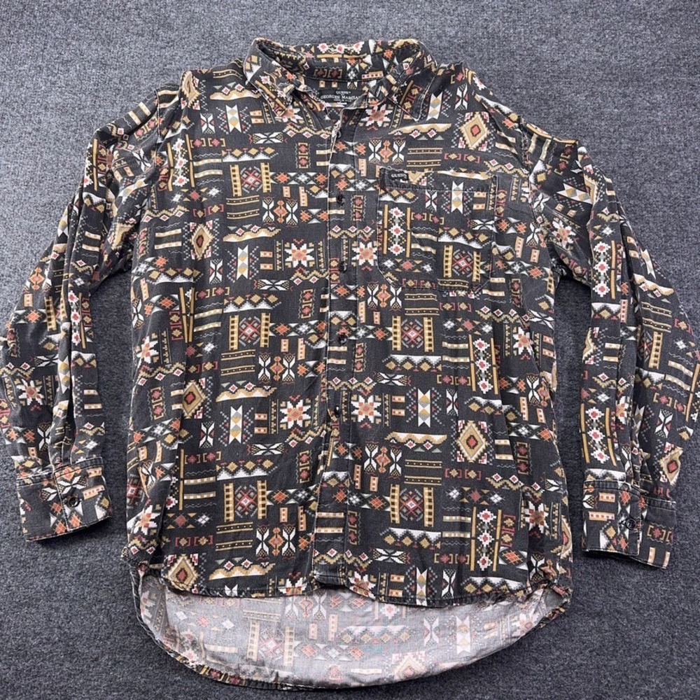 Vintage Guess Georges Marciano Mens Southwestern Geometric Shirt USA XL